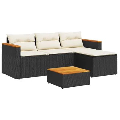Produktbild von 3-tlg. Garten-Sofagarnitur mit Kissen Schwarz Poly Rattan