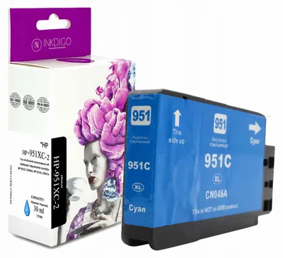 Produktbild von Inkdigo Tinte 951 XL für HP OfficeJet Pro 251dw, 276dw, 8100 ePrinter, 8600 Plus e-All-in-One – Cyan, 30 ml,, KI-generiertes Bild