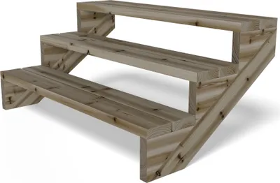Produktbild von Terrassentreppe Kiefer kesseldruckimprägniert Treppe mit Stufen Wangentreppe Größe: 3-stufig Breite: 120 cm
