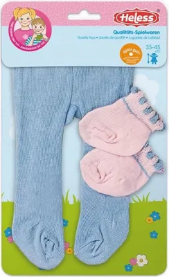 Image de Collants de poupée avec chaussettes, 1 set, articles assortis, taille 35-45 cm