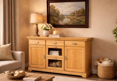 Produktbild von Sideboard Kommode aus Kiefernholz gelaugt geölt Schrank Anrichte