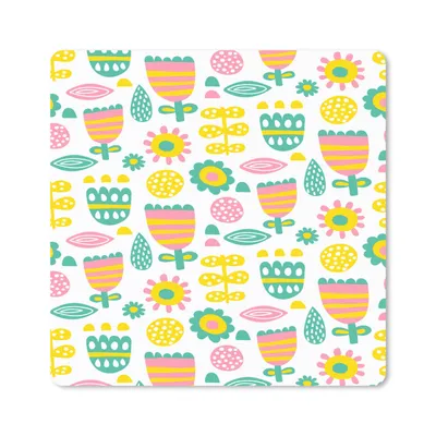 Produktbild von MuchoWow® Mauspad Mousepad Skandinavisch - Blumen - Frühling - Muster 20x20 cm - Mousepads - Maus Mat - Pad - Mausunterlage - Desk Mat - Bureauartikeln