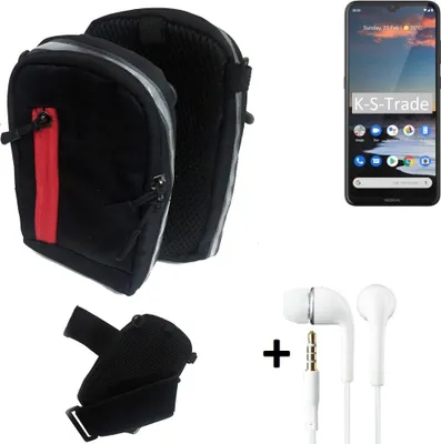 Produktbild von K-S-Trade Outdoor Gürteltasche Holster Umhängetasche + Kopfhörer kompatibel mit Nokia 5.3 schwarz Handy Tasche Case travelbag Schutzhülle
