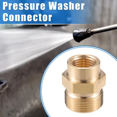 Image de Connecteur pour Nettoyeur Haute Pression, M14x1.5 vers M22x1.5 Mâle et Femelle, Adaptateur en Laiton pour Tuyau de Nettoyeur Haute Pression, Ton Cuivre en Laiton