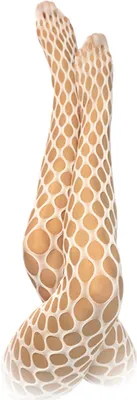 Produktbild von Damen Netzstrumpfhose One Size Strumpfhose Halloween Fasching Karneval Freizeit Party Kostüm (Weiß, Edel/Runde Löcher)