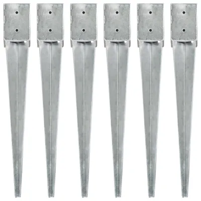 Image de vidaXL Piquets de terre 6 pcs argent 10×10×76 cm Acier galvanisé