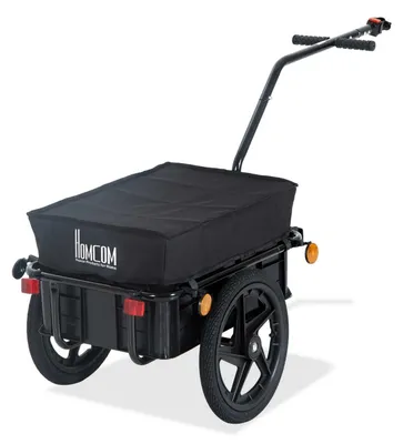 Produktbild von Fahrradanhänger Lastenanhänger Für Fahrrad 40 Kg Belastbarkeit Transportanhänger Handwagen Stahl Oxford-Gewebe Schwarz 144 X 59 X 80 Cm