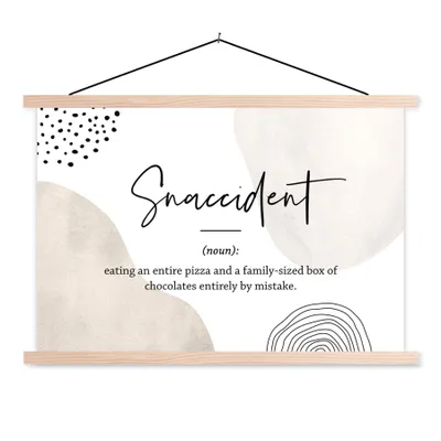 Produktbild von MuchoWow® Textilposter Sprichwörter - Snaccident - Zitate - Wörterbuch - Snaccident Definition 120x80 cm mit holzfarbenen Rahmen - Aufhängeset