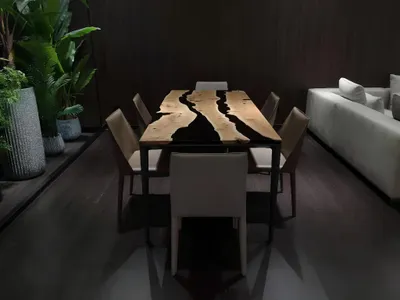 Produktbild von Couchtisch Black River Table Echtes Holz Flusstisch 220x90 Tische Epoxidharz