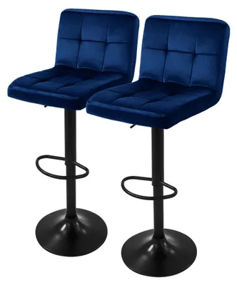 Produktbild von Set aus 2 verstellbaren Barhocker mit Samtbezug und Fußstütze