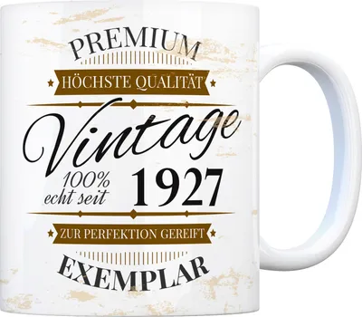 Produktbild von Vintage Tasse 100% echt seit 1927 Kaffeebecher [ber_jahrgeb]. Geburtstag