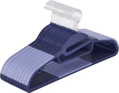 Produktbild von Famanu Kleiderbügel Set 20 Stück mit Antirutsch-Haken – Blau