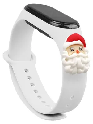 Zdjęcie produktu dla Strap Xmas opaska do Xiaomi Mi Band 4 / Mi Band 3 świąteczny silikonowy pasek bransoletka biały (mikołaj)