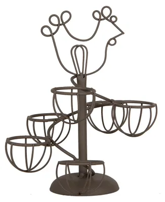 Produktbild von Clayre & Eef Eierhalter Ø 17x23 cm Braun Metall Huhn