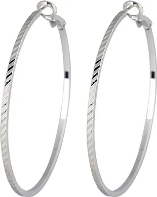 Produktbild von Damen-Ohrringe, rund, großer Kreis, große Creolen, Huggie-Loop-Ohrringe, Schmuck-Platin