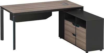 Produktbild von Bürotisch Winkelschreibtisch Modern Holzoptik Braun Schwarz Stauraum Design
