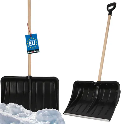 Produktbild von KOTARBAU® Schneeschaufel Schneeschieber 54cm mit Holzstiel Verstärkt Kunststoff Schild mit Metallbeschlag mit Ergonomischem Griff Schwarz 120 cm