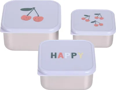 Image de Lässig Set de 3 boîtes à goûter en acier inoxydable - Happy Fruits