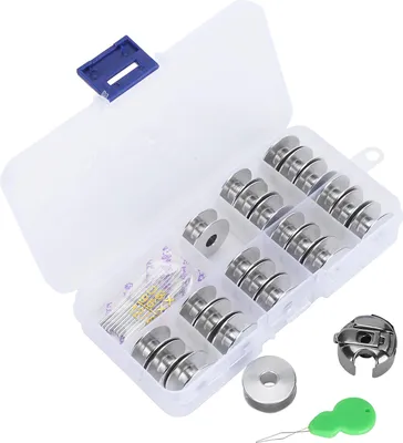 Image de Kit canette pour machine à coudre, accessoires de rechange en métal avec boîte de rangement pour enfileur d'aiguille