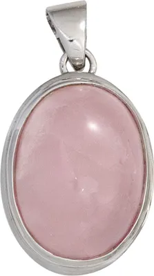Produktbild von Anhänger mit Edelstein Rosenquarz oval 925 Silber schlicht Halsschmuck Damen