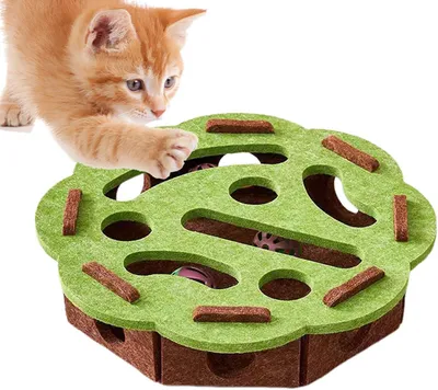 Produktbild von Katze Interaktive Puzzle Spielzeug - Katzenspielzeug Selbstbeschäftigung Aus Filz, Mit Glocken, Intelligenzspielzeug