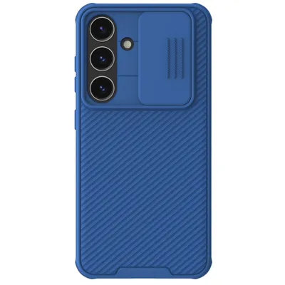 The back of a blue smartphone case with a camera cover.