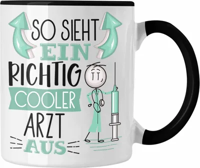 Produktbild von Trendation - Arzt Tasse Geschenk So Sieht Ein RIchtig Cooler Arzt Aus Geschenkidee Lustiger Spruch Geburtstag Becher Kaffeetasse (Schwarz)
