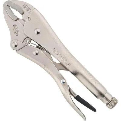 Produktbild von Feststellzange 10 Zoll/250mm Selbsthemmend Gebogene Backe mit Rutschfesten Griffen und Auslösehebel Silber