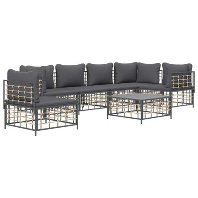 Produktbild von vidaXL 7-tlg. Garten-Lounge-Set mit Kissen Anthrazit Poly Rattan