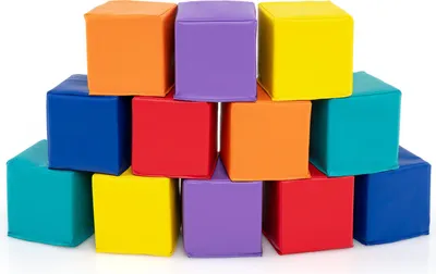 Produktbild von COSTWAY 12-teiliges EPE-Schaumstoff-Bausteinset, 14 x14 cm, farbige Würfel, wasserdichte Kunstlederhülle, weiche Bausteine für Kinder
