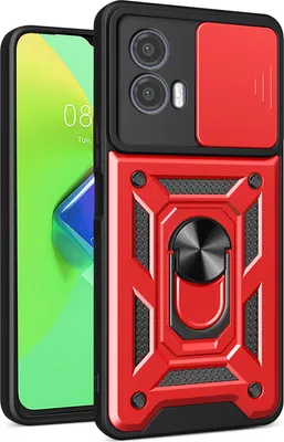 Produktbild von Hülle für Motorola Moto G53 mit Ring Ständer Halter Dia Kameraschutz TPU PC Hybrid Handyhülle Rot