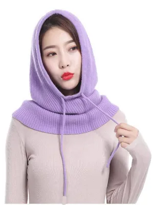 Produktbild von Winterhaube Damen gestrickt Skimaske Outdoor Mütze Einheitsgröße purple02