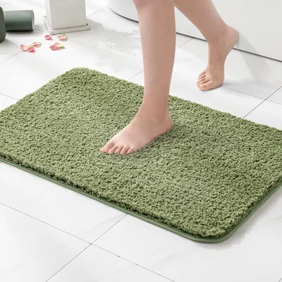 Productafbeelding van Antislip badmat, zacht, olijgroen, 50x80 cm, microvezel, absorberend, machinewasbaar