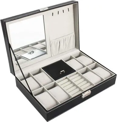Productafbeelding van Horlogebox met horlogenkussens en opbergruimte voor sieraden - Modern design
