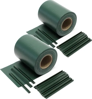 Produktbild von Sichtschutz Streifen, 70mx19cm grün aus PVC 650g/m², mit 40 Clips, Zaunfolie