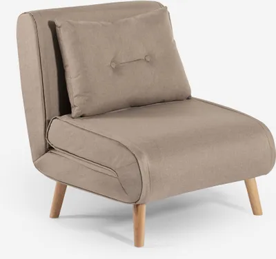 Produktbild von Klappsessel Bett Stoff mit Holzfüßen Miriam - Beige