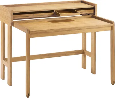 Zdjęcie produktu dla Lambert Modesto Sekretarzyk z litego drewna dębowego, olejowany, wysuwany na kółkach, 120 x 58 cm, po wysunięciu: głębokość 88 cm, wys. blatu 75 cm, wys. całkowita 93 cm 56018