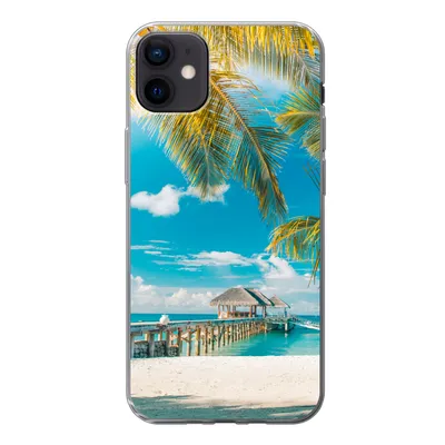 Produktbild von MuchoWow® Handyhülle Schutzhülle Hülle für iPhone 12 mini Tropisch - Strand - Palme Silikon Softcase Handy Hülle - Bild