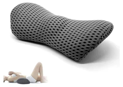 Produktbild von Orthopädisches Lendenkissen - Lendenwirbelkissen aus Memory Foam, Rückenkissen zur Druckentlastung für Bürostuhl, Bett, Stuhl, Auto, Dunkelgrau, 46x23x11cm