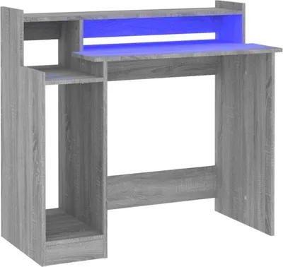 Produktbild von vidaXL Schreibtisch mit LEDs Grau Sonoma 97x45x90 cm Holzwerkstoff
