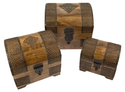Produktbild von Holztruhe groß Siegfried – Schatztruhe 21 x 19 x 19,5 cm