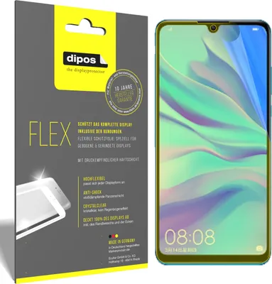 Obrázok produktu pre 2x ochranná fólia pre Huawei P30 Lite New Edition, 100% pokrytie displeja, dipos Flex