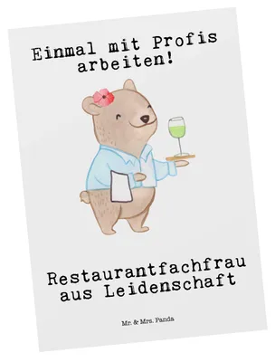 Produktbild von Mr. & Mrs. Panda bildkarte Restaurantfachfrau Leidenschaft - Weiß - Geschenk, Kellnerin, Kunstkarten, Spruch, Restaurant, Postkarte, Ausbildung, Ansichtskarte, Lustig
