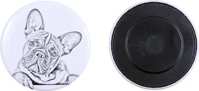 Produktbild von Französische Bulldogge Magnet mit einem Hundepfotenabdruck, außergewöhnlich leicht, starker Magnet, handgefertigtes Produkt der Marke Art-Dog