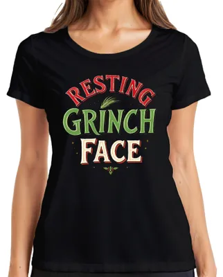 Immagine prodotto di Maglietta da donna "Resting Grinch Face" - Natale, divertente, regalo, stile retrò, Grinchmas, nera, taglia M