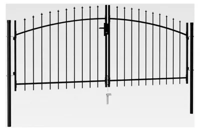 Produktbild von Rantry Doppelflügeltor mit Speerspitzen aus Stahl 3 x 1,25 m Schwarz