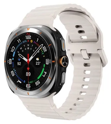 Produktbild von Für Samsung Galaxy Watch 8 / 8 Classic Design Wellenstruktur Silikon Armband Beige Größe: L