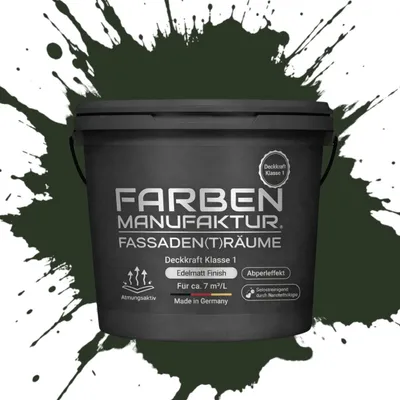 Produktbild von Fassadenfarbe Sockelfarbe Hausfarbe, Profi Silikonharzfarbe abperleffekt – RAL 6007 Flaschengrün – 10 L