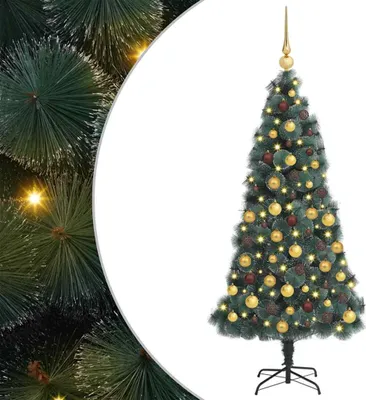 Produktbild von vidaXL Künstlicher vorbeleuchteter Weihnachtsbaum mit Kugelset 180 cm