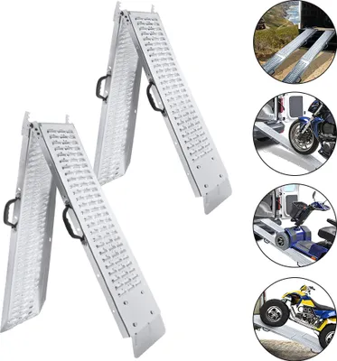 Produktbild von LZQ 2x Faltbare Auffahrrampe Klappbare Laderampen 400 kg/Paar max Faltrampe für Moto und Zugangsrampe 180 x 22.5X 4.5cm Pro Stück Motorrad ATV Quad PKW Auto Laderampe